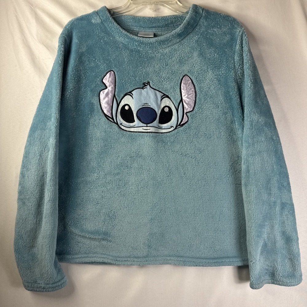 Disney 100 Women's Lilo & Stitch Embroidered Fleece Sweater Blue XL(16-18)